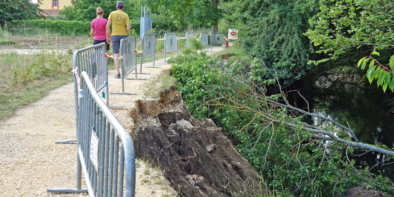 La vía verde habilita en Antoñana un tramo alternativo mientras se restaura el talud desprendido