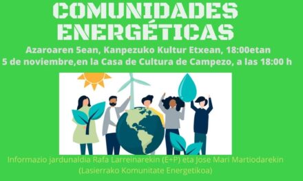 Charla – Hitzaldia: Comunidades energéticas – Komunitate energetikoak (Kanpezu, azaroak 5 de noviembre)