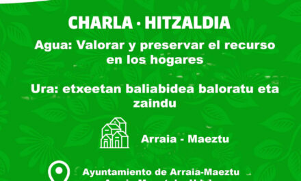 Charla – Hitzaldia: » Agua: valorar y preservar el recurso en los hogares» (Maeztu, urriak 20 de octubre)