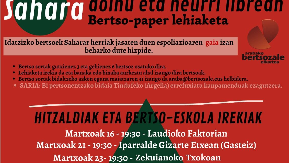 Hitzaldia eta Bertso-Eskola irekia (Martxoak 23, Zekuianoko Txokoan)