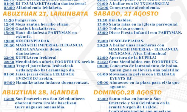 Fiestas de San Vicente de Arana. Done Bikendi Harana jaietan.