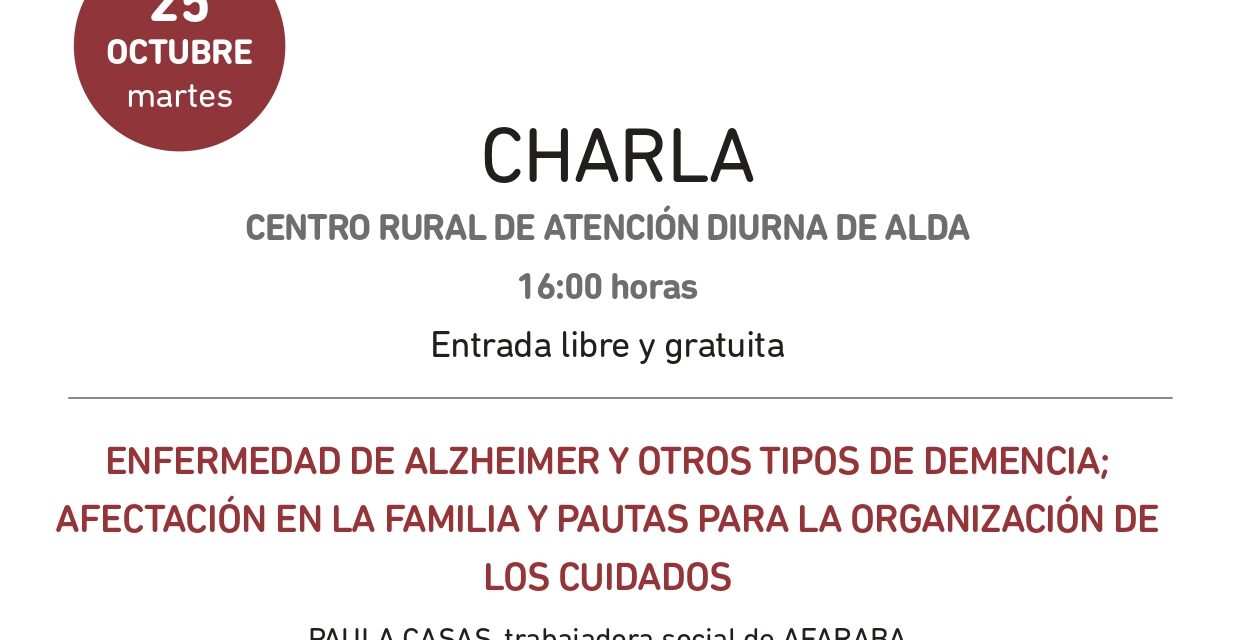 Municipios activos con el Alzheimer. Charla (Alda, urriak 25 de octubre).