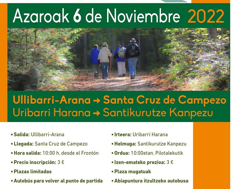Día del Camino Ignaciano: Ullibarri Arana – Santa Cruz de Campezo (Azaroak 6 de noviembre)
