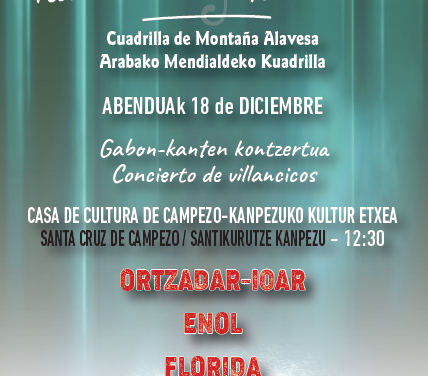 Conciertos Corales. Música Moral (Santa Cruz de Campezo, abenduak 18 de diciembre)