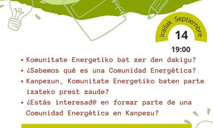 Charla-Hitzaldia: Comunidades energéticas (Kanpezuko Kultur Etxea, irailak 14 de septiembre)