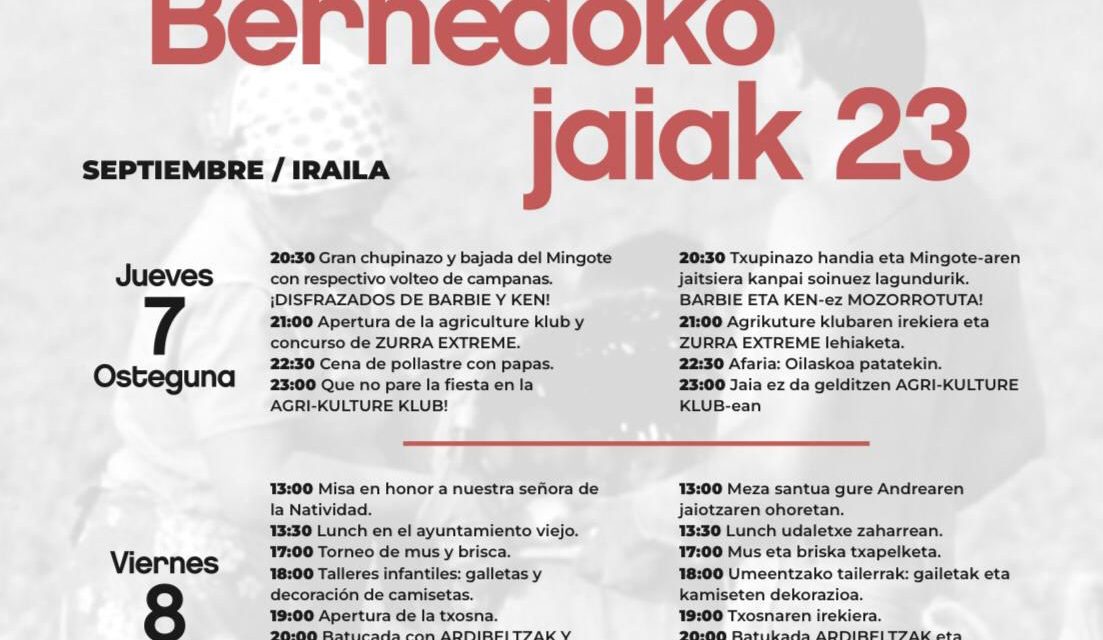 Bernedoko Jaiak 2023. Fiestas de Bernedo 2023.