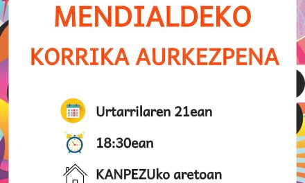 Mendialdeko Korrika aurkezpena (Kanpezuko Kultur Etxea, urtarrilak 21 de enero).
