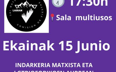 Aurkezpena/Presentación: Protocolo de respuesta Institucional frente a las violencias machistas y LGTBIQfóbicas (Lagran ekainak 15 de junio).