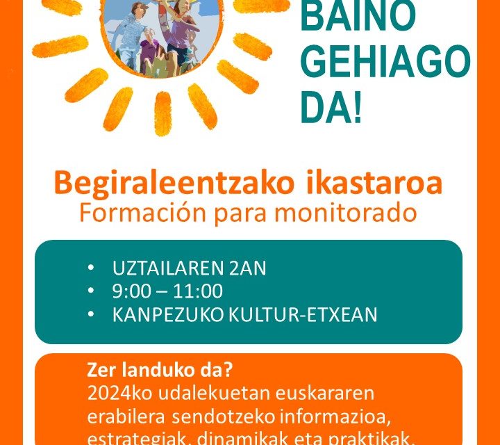 Begiraleentzako ikastaroa.  Formación para monitorado.