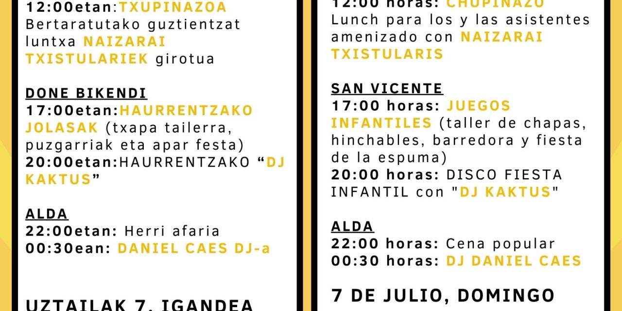Haranako Jaiak 2024. Fiestas del Valle de Arana (Uztailak 6-7 de julio).