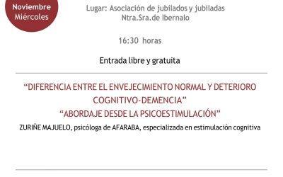 Charla sobre el Alzheimer (Kanpezuko Kultur Etxea, azaroak 6 de noviembre).