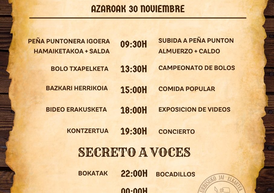 San Andres Eguna ( Orbiso, azaroak 30 de noviembre).