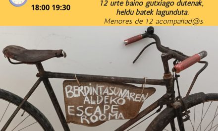 Berdintasunaren aldeko III. Eskape Room (Kanpezuo Kultur Etxea, azaroak 23 de noviembre).