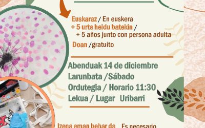Familia Tailerra: Oihalezko poltsak margotzeko tailerra (Uribarri, abenduak 14 de diciembre).
