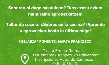 Tailerra/Taller: ¿Sobras en la cocina? ¡Aprende a aprovechar hasta la última miga! (Ibernalo, abenduak 13 de diciembre).