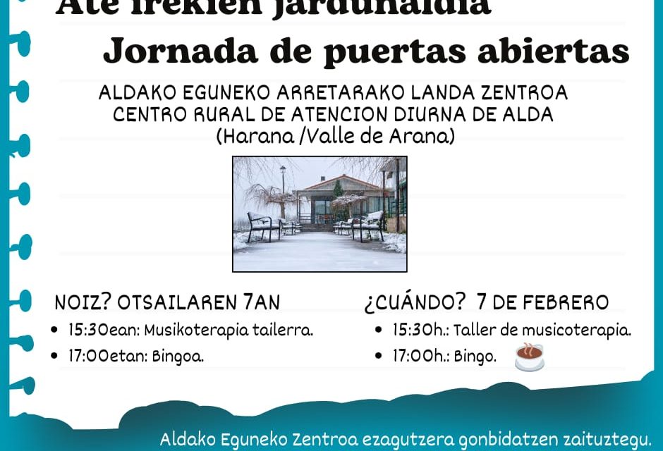 Jornada de puertas abiertas (CRAD Alda, otsailak 7 de febrero).