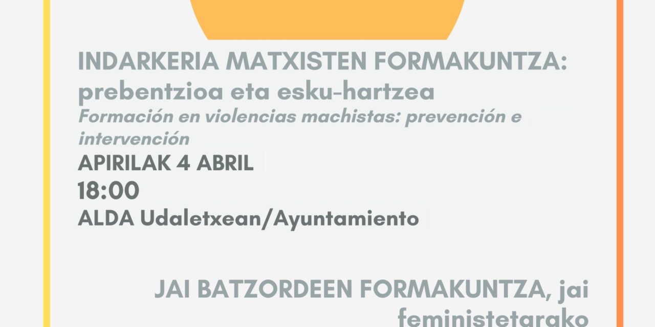 Formación en violencias machistas: prevención e intervención (Alda, maiatzak 23 de mayo).