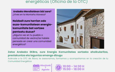Atención presencial para Comunidades Energéticas. Oficina de la OTC (Lagrán, abuztuak 7 de agosto).