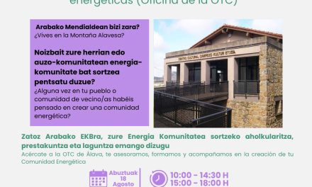 Oficina de la OTC: Atención presencial para comunidades energéticas (Kanpezuko Kultur Etxea, abuztuak 18 de agosto).